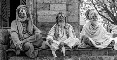 Portret Shadus Kathmandu in zwart-wit