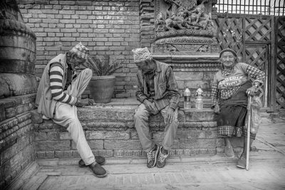 Straatfotografie Kathmandu in zwart-wit
